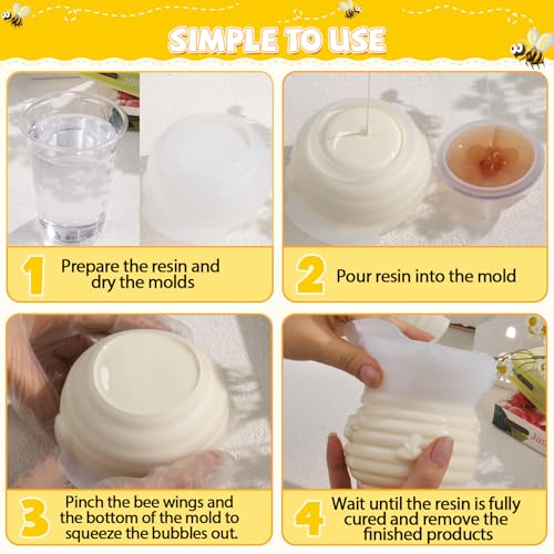 LET’S Resin Honey Jar Resin Molds Silicone, Large Resin Jar Molds with Lid and Bee, Honeycomb Shape Jar Molds for Epoxy Resin Casting Craft, Container Pot,Candle Holder,Party Favors,Christmas Gifts LET'S RESIN