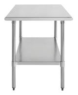 Kratos Commercial Worktable, All-Stainless Steel Kitchen Prep Table with Undershelf, 72"Dx24"W, NSF, 16ga/304SS (28W-179) Kratos