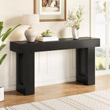 Little Tree 63-Inch Long Console Tables for Entryway, Large Sofa Table Behind Couch, Wooden Entry Foyer Hallway Table, Modern Console Sofa Tables for Living Room, Black LITTLE TREE