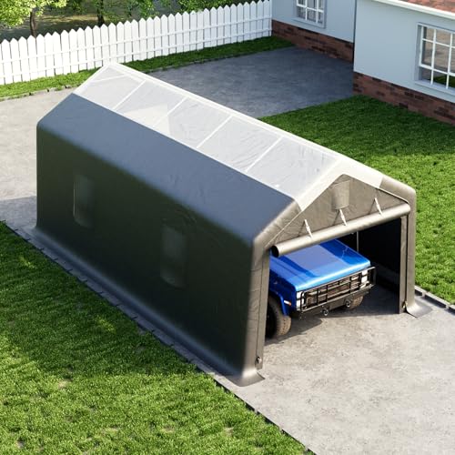 Carport Canopy 12x20FT Heavy Duty with Translucent Roof - Skyview Portable Garage with Reinforced Metal Frame, Zipper Doors, All-Weather Resistant,Waterproof Outdoor Storage Shelter for Cars/RV/ATV WACASA