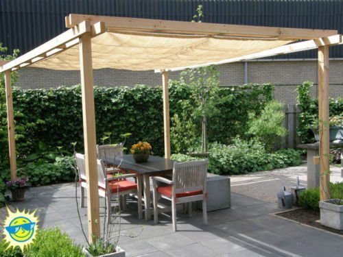 Shatex Shade Panel 10' x 18' Block 90% of Sunlight with Ready-tie up Ribbon for Pergola Gazebo Porch, Wheat - WoodArtSupply