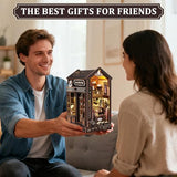 SUNNINO Book Nook Kit - DIY Miniature Doll House Kit Doll House 3D Wooden Puzzles with LED Lights, Book Nook Kits for Adults and Teens Best Gifts for Family Friends