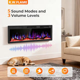 R.W.FLAME 50" Recessed and Wall Mounted Smart Electric Fireplace, Alexa/WiFi Enabled, APP Control with Multiple Sound Modes, Remote Control with Timer, Adjustable Flame Colors and Speed R.W.FLAME