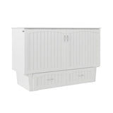 AFI, Nantucket Queen Murphy Bed Chest with Mattress, Storage Drawer and Built-In USB Charger, White AFI