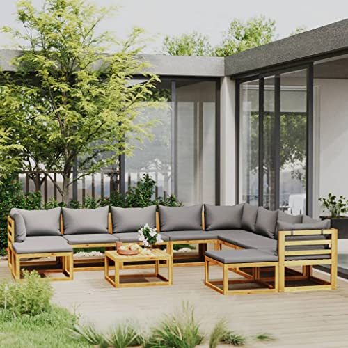 EVERSTRO 11 Piece Patio Lounge Set with Cushion Solid Acacia Wood,Versatile Outdoor Acacia Wood Lounge Set for Patio or Garden with, Table Outdoor Furniture Sets, Patio Furniture Sets - WoodArtSupply