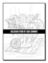 Delicious Food: An Adult Coloring Book with Decadent Desserts, Luscious Fruits, Relaxing Wines, Fresh Vegetables, Juicy Meats, Tasty Junk Foods, and More! WoodArtSupply