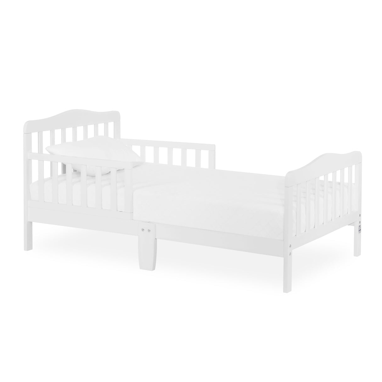 Dream On Me Classic Design Toddler Bed In White, Greenguard Gold And JPMA Certified, Low To Floor Design, Two Side Safety rails, Non-Toxic Finishes, Wooden Nursery Furniture Dream On Me
