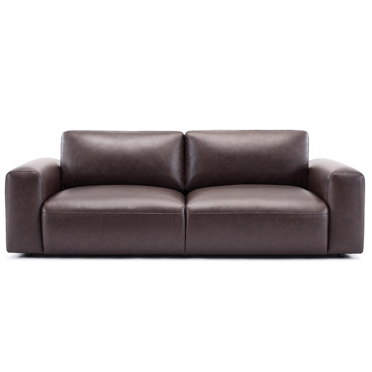 COLAMY 95" Oversized PU Leather Sofa, Comfy Sofa Couch with Extra Deep Seats, Wide Arm, Down Filled 3-Seater Modern Sofa for Living Room, Apartment Lounge-Chocolate COLAMY
