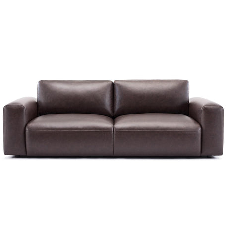 COLAMY 95" Oversized PU Leather Sofa, Comfy Sofa Couch with Extra Deep Seats, Wide Arm, Down Filled 3-Seater Modern Sofa for Living Room, Apartment Lounge-Chocolate COLAMY