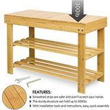 BAMBUROBA Shoe Rack Storage Bench Bamboo Organizer Entryway Organizing Shelf with Storage Drawer on Top (Natural) BAMBUROBA