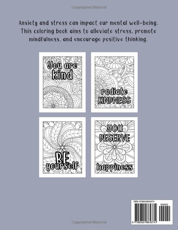 Mindful Moments: A Coloring Book To Relieve Stress, Practice Mindfulness, and Think Positive WoodArtSupply