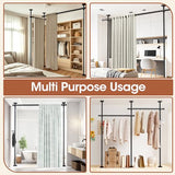 SUNALLY Room Divider Curtain Rod, No Drilling Room Separator for Space Partition Adjustable 4-10ft(H) 28-70inch(W) Heavy Duty Temporary Wall Divider Floor to Ceiling Tension Rod, Black SUNALLY