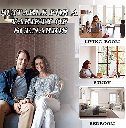 4 Panel Room Divider Privacy Screen 72 Inch Wooden Folding Dividers Wall Portable Hand Craft Wood Rattan Mesh Woven Room Screen for Office Patio (Brown) Ckofgdsue