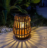 Hanging Solar Lantern Rattan Outdoor Lanterns for Patio Waterproof with Handle Large Bright Natural Bamboo Solar Table Lamp LED Lights Edison Bulb Design Decor for Wedding Yard Garden Farmhouse pearlstar