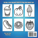 Bold & Easy Food & Snacks Coloring Book: Enjoy Hours Of Fun And Relaxation With 55 Big & Simple Illustrations, Great For Kids, Teens, And Adults Of All Ages! WoodArtSupply