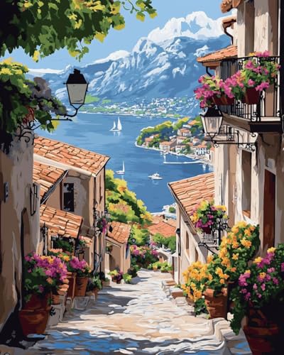 Landscape Stamped Cross Stitch Kits - Seaside Scenery Needlepoint Counted Cross Stitch Kits for Beginners Adults Patterns Dimensions Needlecrafts Embroidery Kits Arts and Crafts
