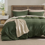 Bedsure Luxury Waffle Duvet Cover King Size - Textured Duvet Cover Set, Soft, Breathable Bedding Set (104"x90") with 2 Pillow Shams for All Season, Olive Green, Comforter Not Included Bedsure