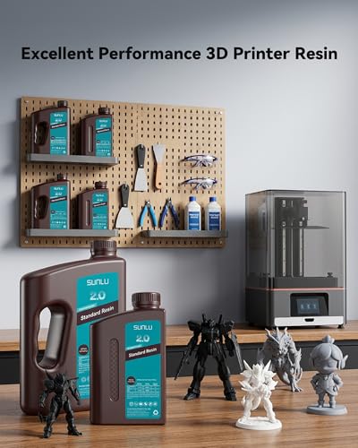 SUNLU 4KG Upgraded Standard 2.0 Photopolymer 3D Printer Resin 405nm UV-Curing Resin, Higher Precision, Stronger Toughness, Dark Grey 4000G