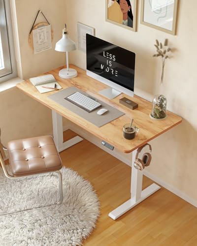 CubiCubi 63 x 28 Large Standing Desk, Height Adjustable Electric Computer Desk, 28" Deep Desktop, Sit Stand up Home Office Workstations with 4 Preset Heights, Light Rustic CubiCubi