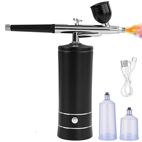 Airbrush, Upgraded Airbrush Kit with Compressor&rRechargeable Portable Cordless Air Brush Nail Machine, Airbrush Gun Set for Nail Art, Cake Decor, Makeup, Barber, Model Painting (Black) WoodArtSupply