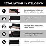 PrinceDeco Stretch Armless Futon Cover Futon Slipcover Full Queen Size Futon Couch Sofa Cover Bed Cover Furniture Protector with Elastic Bottom, Checked Pattern Jacquard, Black PrinceDeco