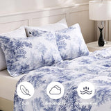 LONAVA King Botaincal 3 Pcs Duvet Cover Set, Breathable Soft Microfiber Navy Lining Comforter Cover with Zipper Closure, and 2 Anti-Pilling, Fade Resistant Pillowcases, Blue Forest LONAVA
