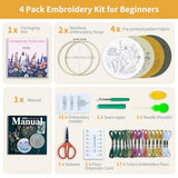 ETSPIL Embroidery Kit for Adults & Beginners — Learn Easily with 4K Videos, 2 Hoops, Pre-Printed Floral Patterns, Beginner-Friendly Stitches, Relaxing Craft for Women