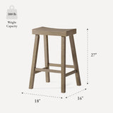 Maven Lane Kitchen Bar Stool, Modern Farmhouse Wood Counter Barstool, Kitchen Island Stool, Counter Height Bar Stools for Kitchen, Wide Seat Backless Bar Stools, Vincent 26", Antiqued Grey, Set of 2 Maven Lane