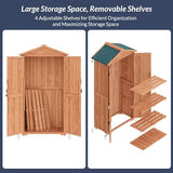 BELLEZE Outdoor Storage Shed with 4 Removeable Shelves, Wooden Garden Shed Lockable Tool Cabinet with Waterproof Roof, Outside Tall Tool Shed for Patio Backyard Lawn Yard - Wood BELLEZE