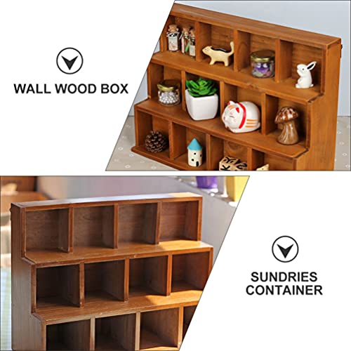 Book Display Stand Wooden Shadow Box Display Shelf: Wall Mounted Rustic Display Rack Multi Layer Stand for Action Figure Mini Figurine Vendors Zerodeko