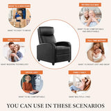 Sweetcrispy Recliner Chair Fabric Recliner Sofa No Massage, Home Theater Seating with Lumbar Support, Adjustable Push Back Overstuffed High-Density Sponge Reclining for Living Room, Grey