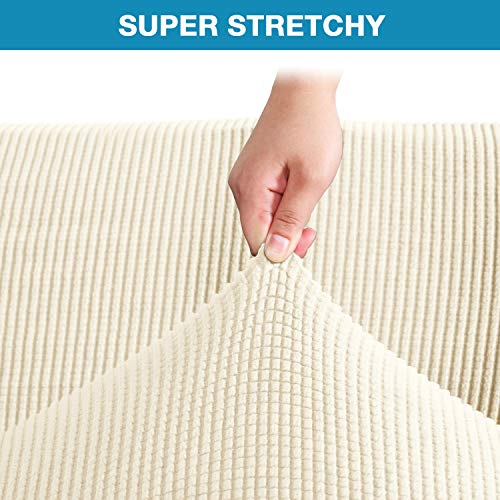 Flamingo P Stretch Armless Futon Covers - Full Queen Futon Couch Covers Slipcover - Soft Thick Jacquard, Biscotti Beige Flamingo P