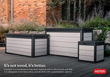 Keter Denali 200 Gallon Resin Large Deck Box for Patio Furniture Cushion Storage, Grey/Black Keter