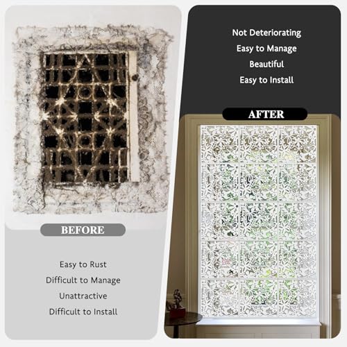 ANMINY 24 PCS Hanging Room Divider Flower Carving Pattern Panels Decorative Wall Screen Panel Hollow Out Design for Living Dining Room Bedroom Home Hotel Decor - White ANMINY