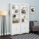Pemberly Row Tall 6 Shelf Bookcase with 2 Shaker Doors in White Pemberly Row