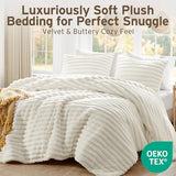 Intelligent Design Twin Comforter Set, Plush Bedding, Microfiber Reverse, 2 Piece, Lightweight, Super Soft Ribbed Velvet Comforter 1 Sham, All Season Fluffy Bed Set, Avril, Twin/Twin XL Ivory Intelligent Design