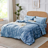 Kozyhvn Floral Comforter Set Full Blue, Cute Flower Bed in a Bag Full Boho 7 Pieces, Soft Fluffy Bedding Sets with Comforter, Sheets, Pillowcases & Shams, All Season Kozyhvn