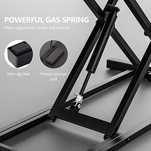 FITUEYES Height Adjustable Standing Desk 32” Wide Sit to Stand Converter Stand Up Desk Tabletop Workstation for Laptops Dual Monitor Riser White SD308003WW FITUEYES