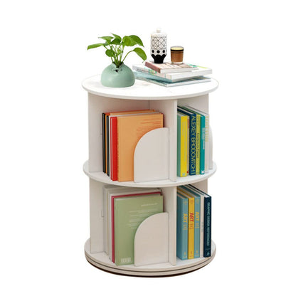 BJTDLLX 360° Rotating White Bookshelf, 2-Tier Freestanding Storage for Home & Office - WoodArtSupply