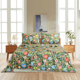 Bedlifes Full Sheet Set Ultra Soft, Breathable, Silky Flower Deep Pocket 100% Microfiber Bedding, 4 Piece Full Size with Floral Dark Green Bedlifes