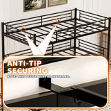 NestLude Triple Bunk Bed Heavy Duty, Twin-Size Metal Bunkbeds with Ladder, Family-Friendly for All Ages, Bedroom, No Box Spring Needed, Easy Assembly (Black) NestLude