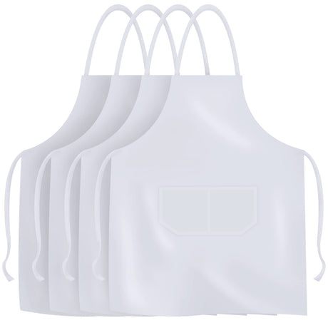 MR.R Sublimation Blanks White Aprons,Sublimation Bib Aprons,Unisex White Apron for Heat Transfer Printing,Kitchen Crafting BBQ,25x30 inch (4) MR.R