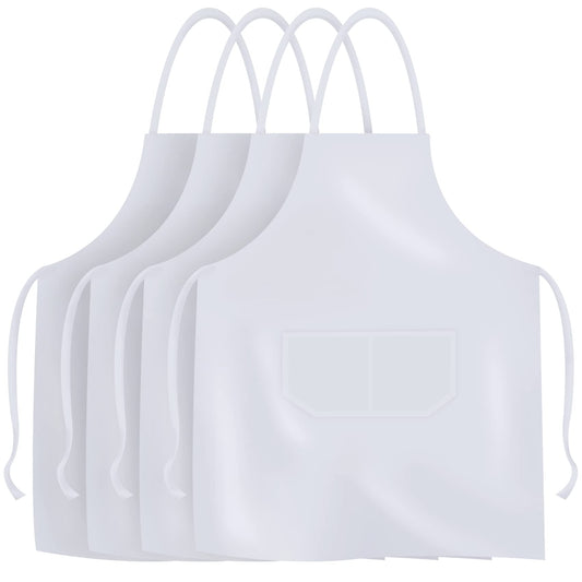 MR.R Sublimation Blanks White Aprons,Sublimation Bib Aprons,Unisex White Apron for Heat Transfer Printing,Kitchen Crafting BBQ,25x30 inch (4)