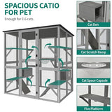YITAHOME Catio Outdoor Cat Enclosure Large, Tall Wooden Cat House with Weatherproof Asphalt Roof, Cat Cage Playpen with Multiple Platforms & 2 Resting Boxes, 70.9" L x 38.2" W x 70.9" H YITAHOME
