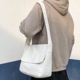 TopTie Classic Canvas Messenger Bag, White Canvas Shoulder Bag Side Bag for Men and Women TopTie
