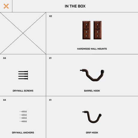 Hold Up Displays Gun Wall Mount - AR, Rifle, Shotgun Holder, Bow Hanger, Hooks - Walnut Hardwood Display From Wisconsin - Made in USA Hold Up Displays