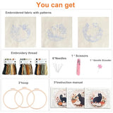 Myfelicity Embroidery kit,Fall Black Cat Embroidery Kit, Set of 3 Hoops, Autumn Pumpkin and Floral Design