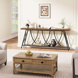 JUSTOGO 70.9" Narrow Console Table for Entryway, Industrial Long Sofa Table Behind Couch, Farmhouse Hallway Table with Storage for Living Room, Entrance, Foyer, Rustic Brown JUSTOGO