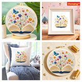 Zhenqing Open Book Garden Embroidery Kit, Fantasy Floral Craft Set with 20cm Hoop, Printed Design on 29x29cm Cotton Fabric, DIY Butterfly Wall Art (JC0023)