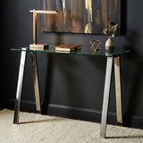 Cortesi Home Trixie Glass Top Desk/Console Table with Stainless Steel Frame, 40" Cortesi Home